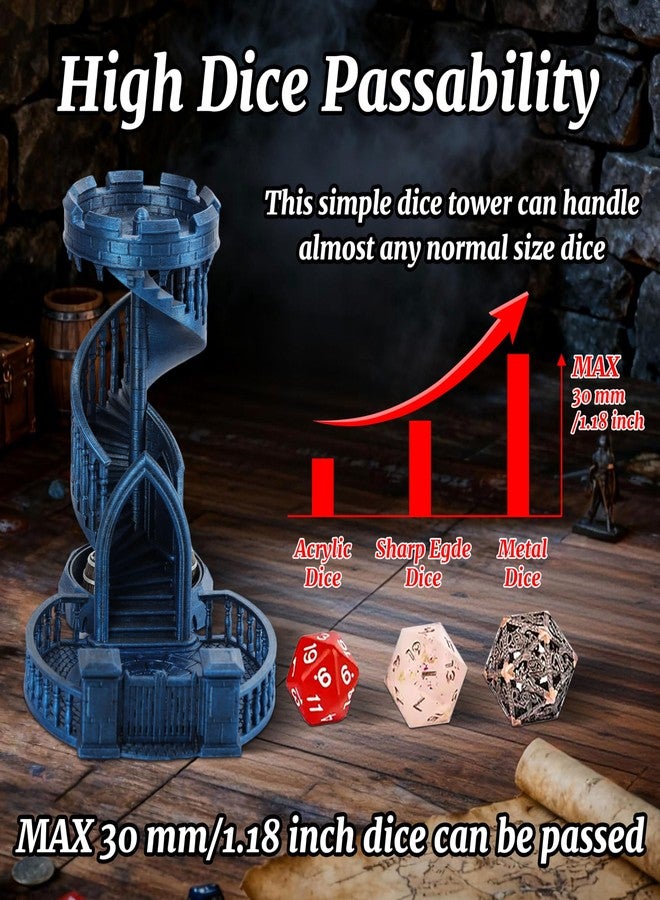 AUSPDICE Dice Rolling Tower and Tray with Spiral Stairs Perfect for Board Game, D&D Dungeons and Dragons, RPG and Pathfinder Role Playing Games (Antique Blue Color) - Image 5
